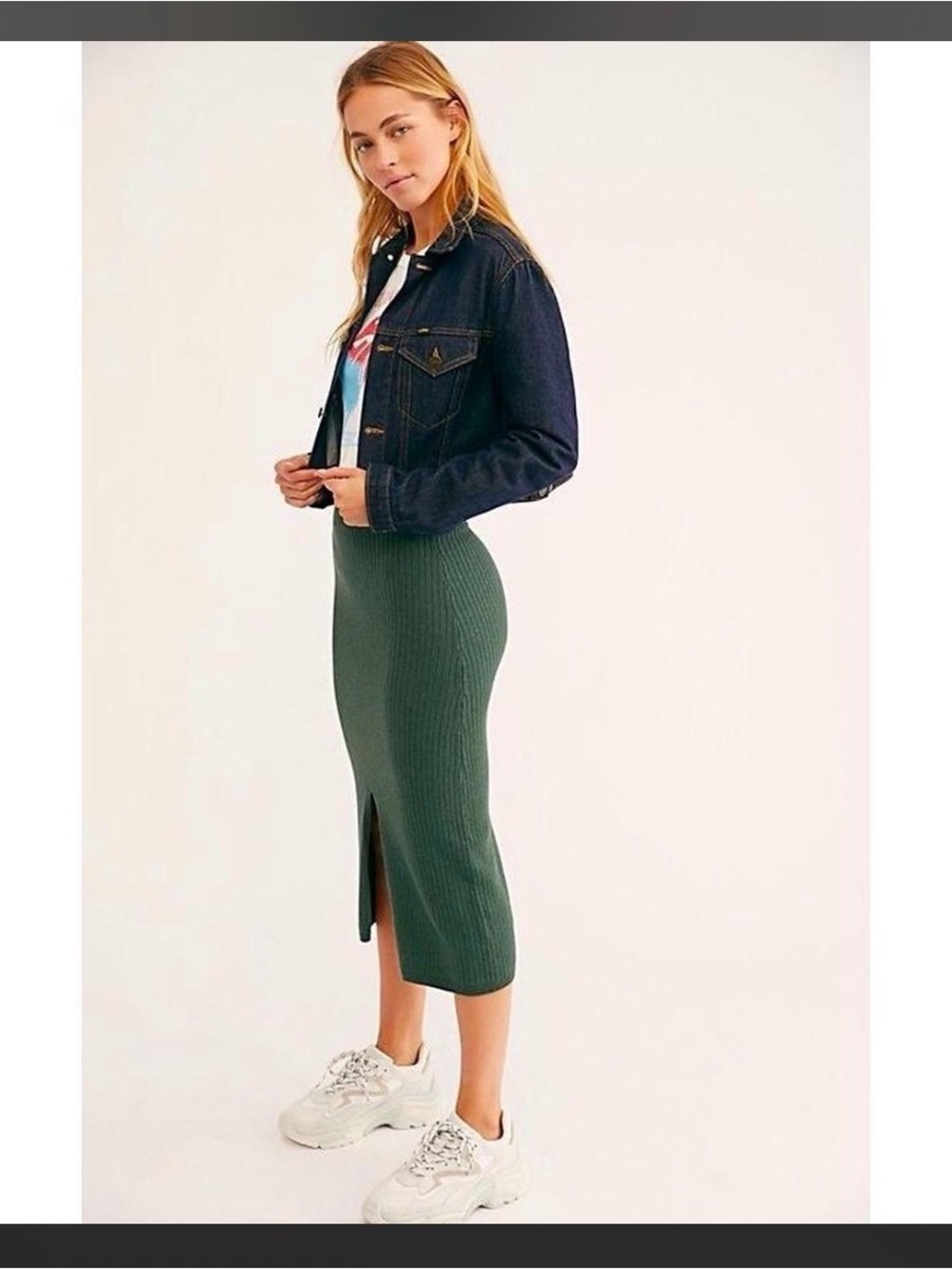 Free people Ribbed Knit Midi Skirt